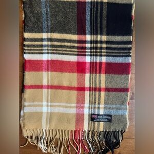 Scottish 100% Cashmere Plaid Scarf Beige Red Black Soft Luxury